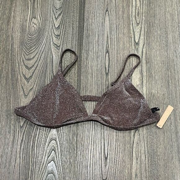 SKIMS Other - NWT Skims Gliter Swim Triangle Bikini Top Adjustable Straps Lined Cocoa Size 4X
